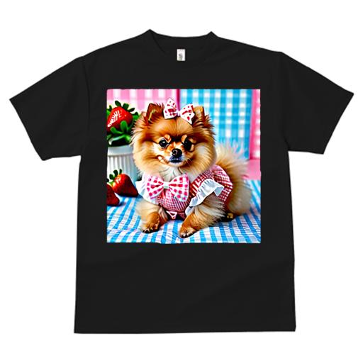 Tシャツ レディース 犬ファン 半袖 春夏 犬柄 プリント カジュアル かわいい 人間用 フィットネス ダンス イチゴ ポメラニアン リボン チェック柄