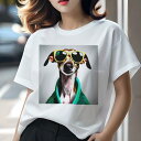 Tシャツ レディース 犬ファン 半袖 春夏 犬柄 プリント カジュアル かわいい 人間用 フィットネス ダンス サングラス イタリアングレーハウンド 服(4)