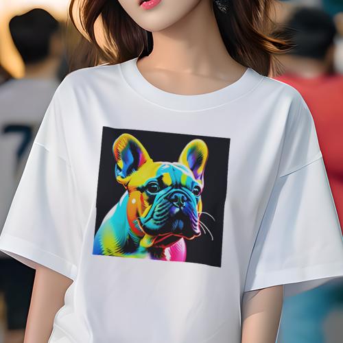 Tシャツ レディース 犬ファン 半袖 春夏 犬柄 プリント カジュアル かわいい 人間用 フィットネス ダンス カラフル フレンチブルドッグ アート Tシャツ レディース 犬ファン 半袖 春夏 犬柄 プリント カジュアル かわいい 人間用 フィットネス ダンス カラフル フレンチブルドッグ アート