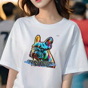 Tシャツ レディース 犬ファン 半袖 春夏 犬柄 プリント カジュアル かわいい 人間用 フィットネス ダンス Tシャツ フレンチブルドッグ(4)