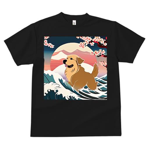 Tシャツ レディース 犬ファン 半袖 春夏 犬柄 プリント カジュアル かわいい 人間用 フィットネス ダンス 波 ゴールデンレトリバー 桜 太陽 山