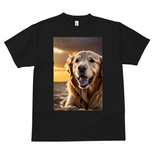 Tシャツ レディース 犬ファン 半袖 春夏 犬柄 プリント カジュアル かわいい 人間用 フィットネス ダンス 夕焼け ゴールデンレトリバー ビーチ