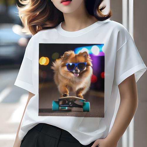 Tシャツ レディース 犬ファン 半袖 春夏 犬柄 プリント カジュアル かわいい 人間用 フィットネス ダンス スケートボード ポメラニアン サングラス Tシャツ レディース 犬ファン 半袖 春夏 犬柄 プリント カジュアル かわいい 人間用 フィットネス ダンス スケートボード ポメラニアン サングラス