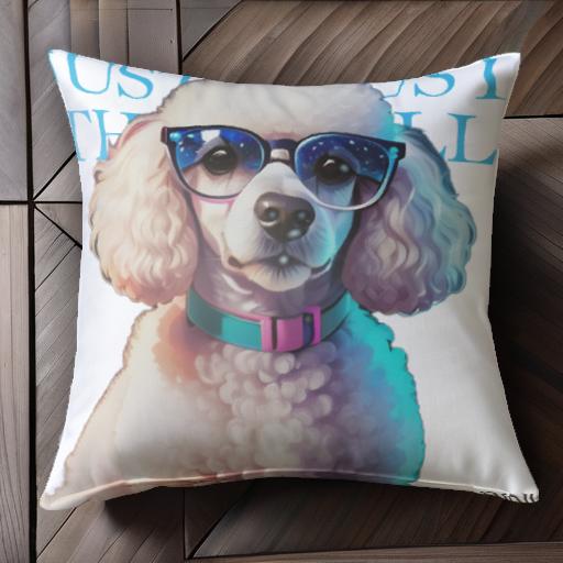 メガネ プードル クッションカバー 45×45cm アニマル柄 おしゃれ 可愛い クッション本体付き 正方形 犬ファン