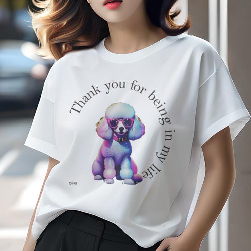 Tシャツ レディース 犬ファン 半袖 春夏 犬柄 プリント カジュアル かわいい 人間用 フィットネス ダンス サングラス プードル