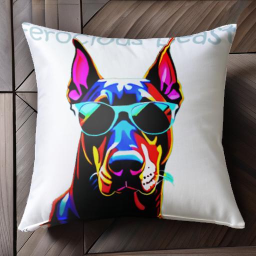 サングラス ドーベルマン クッションカバー 45×45cm アニマル柄 おしゃれ 可愛い クッション本体付き ..