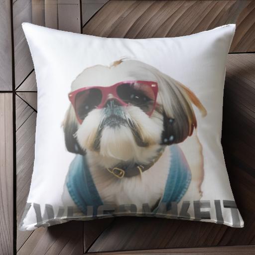 サングラス シーズー 服 クッションカバー 45×45cm アニマル柄 おしゃれ 可愛い クッション本体付き 正..