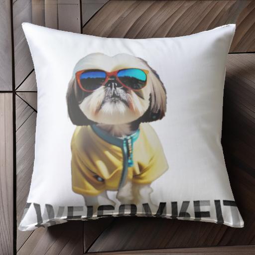 サングラス シーズー Tシャツ クッションカバー 45×45cm アニマル柄 おしゃれ 可愛い クッション本体付き 正方形 犬ファン