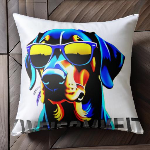 サングラス ドーベルマン クッションカバー 45×45cm アニマル柄 おしゃれ 可愛い クッション本体付き ..