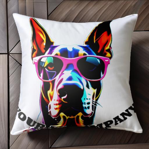 サングラス ドーベルマン クッションカバー 45×45cm アニマル柄 おしゃれ 可愛い クッション本体付き ..