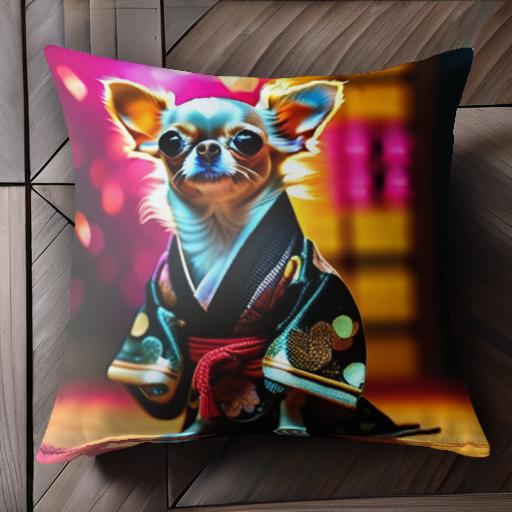 着物 チワワ 和風 日本 クッションカバー 45×45cm アニマル柄 おしゃれ 可愛い クッション本体付き 正..