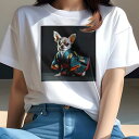 Tシャツ レディース 犬ファン 半袖 春夏 犬柄 プリント カジュアル かわいい 人間用 フィットネス ダンス 着物 チワワ 和風 日本(4)