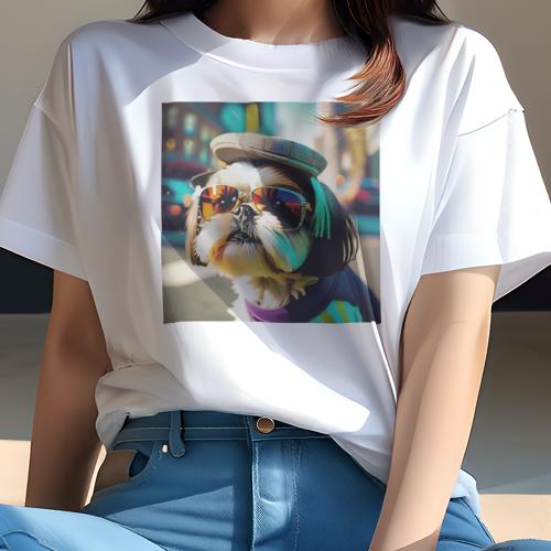 Tシャツ レディース 犬ファン 半袖 春夏 犬柄 プリント カジュアル かわいい 人間用 フィットネス ダン..