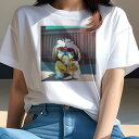 Tシャツ レディース 犬ファン 半袖 春夏 犬柄 プリント カジュアル かわいい 人間用 フィットネス ダンス サングラス シーズー 服(4)