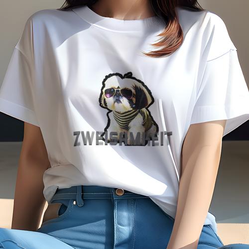 Tシャツ レディース 犬ファン 半袖 春夏 犬柄 プリント カジュアル かわいい 人間用 フィットネス ダンス サングラス シーズー 服