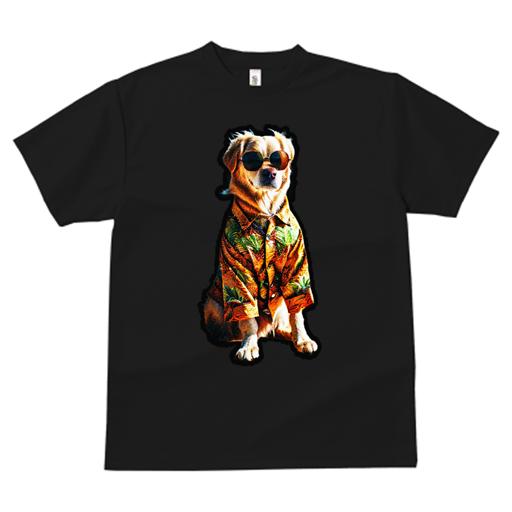 Tシャツ メンズ キッズ 犬ファン 半袖 春夏 犬柄 プリント カジュアル かわいい 人間用 フィットネス ダンス アロハシャツ ゴールデンレトリバー サングラス パイナップル柄