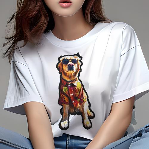 Tシャツ レディース 犬ファン 半袖 春夏 犬柄 プリント カジュアル かわいい 人間用 フィットネス ダンス アロハシャツ ゴールデンレトリバー サングラス Tシャツ レディース 犬ファン 半袖 春夏 犬柄 プリント カジュアル かわいい 人間用 フィットネス ダンス アロハシャツ ゴールデンレトリバー サングラス