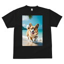 Tシャツ メンズ キッズ 犬ファン 半袖 春夏 犬柄 プリント カジュアル かわいい 人間用 フィットネス ダンス ビーチ コーギー 海 夏 休暇
