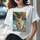 Tシャツ レディース 犬ファン 半袖 春夏 犬柄 プリント カジュアル かわいい 人間用 フィットネス ダンス ビーチ コーギー 海 夏 休暇