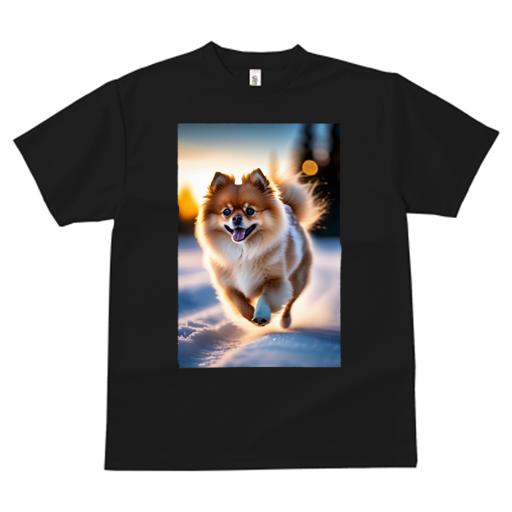Tシャツ レディース 犬ファン 半袖 春夏 犬柄 プリント カジュアル かわいい 人間用 フィットネス ダンス 雪 ポメラニアン 冬 夕焼け 光