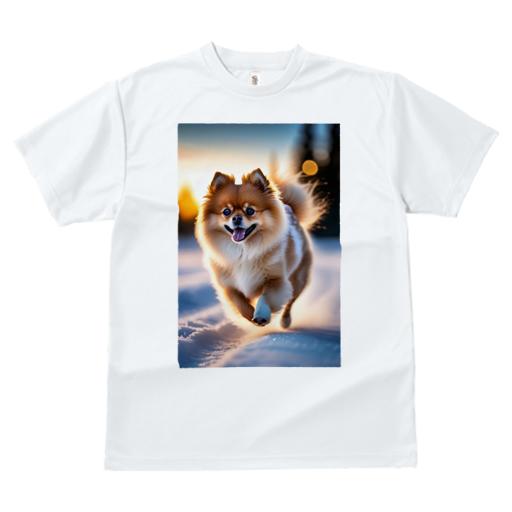 Tシャツ レディース 犬ファン 半袖 春夏 犬柄 プリント カジュアル かわいい 人間用 フィットネス ダンス 雪 ポメラニアン 冬 夕焼け 光
