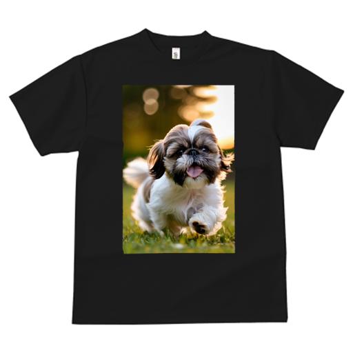 Tシャツ レディース 犬ファン 半袖 春夏 犬柄 プリント カジュアル かわいい 人間用 フィットネス ダンス 芝生 シーズー 太陽光