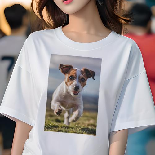 Tシャツ レディース 犬ファン 半袖 春夏 犬柄 プリント カジュアル かわいい 人間用 フィットネス ダンス 芝生 ジャックラッセルテリア 草