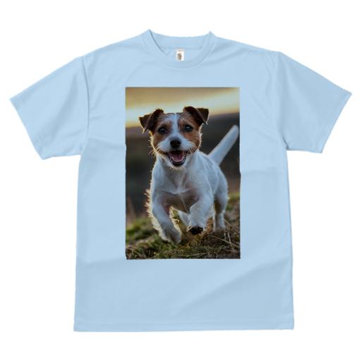 Tシャツ メンズ キッズ 犬ファン 半袖 春夏 犬柄 プリント カジュアル かわいい 人間用 フィットネス ダンス 笑顔 ジャックラッセルテリア 太陽 走り