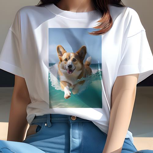 Tシャツ レディース 犬ファン 半袖 春夏 犬柄 プリント カジュアル かわいい 人間用 フィットネス ダン..