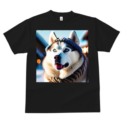 Tシャツ メンズ キッズ 犬ファン 半袖 春夏 犬柄 プリント カジュアル かわいい 人間用 フィットネス ダンス ニット帽 シベリアンハスキー 冬 雪