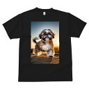 Tシャツ メンズ キッズ 犬ファン 半袖 春夏 犬柄 プリント カジュアル かわいい 人間用 フィットネス ダンス シーズー