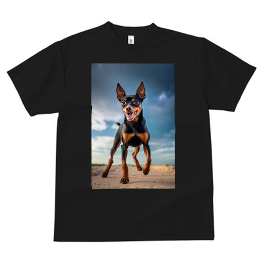 Tシャツ レディース 犬ファン 半袖 春夏 犬柄 プリント カジュアル かわいい 人間用 フィットネス ダンス 空 ミニチュアピンシャー 雲 砂浜
