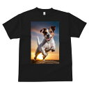 Tシャツ メンズ キッズ 犬ファン 半袖 春夏 犬柄 プリント カジュアル かわいい 人間用 フィットネス ダンス 夕焼け ジャックラッセルテリア ジャンプ(4)