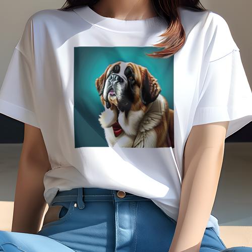 Tシャツ レディース 犬ファン 半袖 春夏 犬柄 プリント カジュアル かわいい 人間用 フィットネス ダンス セントバーナード Tシャツ レディース 犬ファン 半袖 春夏 犬柄 プリント カジュアル かわいい 人間用 フィットネス ダンス セントバーナード