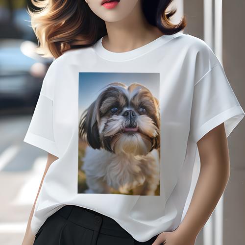 Tシャツ レディース 犬ファン 半袖 春夏 犬柄 プリント カジュアル かわいい 人間用 フィットネス ダンス かわいい シーズー ペット 犬 動物 Tシャツ レディース 犬ファン 半袖 春夏 犬柄 プリント カジュアル かわいい 人間用 フィットネス ダンス かわいい シーズー ペット 犬 動物