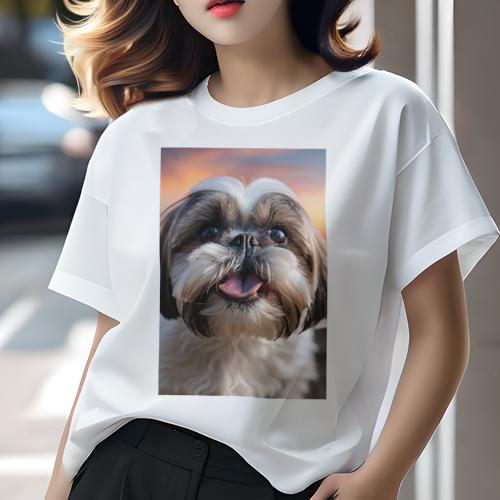 Tシャツ レディース 犬ファン 半袖 春夏 犬柄 プリント カジュアル かわいい 人間用 フィットネス ダン..