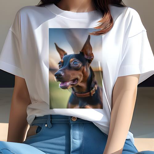 Tシャツ レディース 犬ファン 半袖 春夏 犬柄 プリント カジュアル かわいい 人間用 フィットネス ダンス 首輪 ミニチュアピンシャー Tシャツ レディース 犬ファン 半袖 春夏 犬柄 プリント カジュアル かわいい 人間用 フィットネス ダンス 首輪 ミニチュアピンシャー
