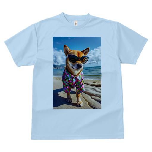 Tシャツ メンズ キッズ 犬ファン 半袖 春夏 犬柄 プリント カジュアル かわいい 人間用 フィットネス ダンス アロハシャツ 柴犬 ビーチ サングラス 海