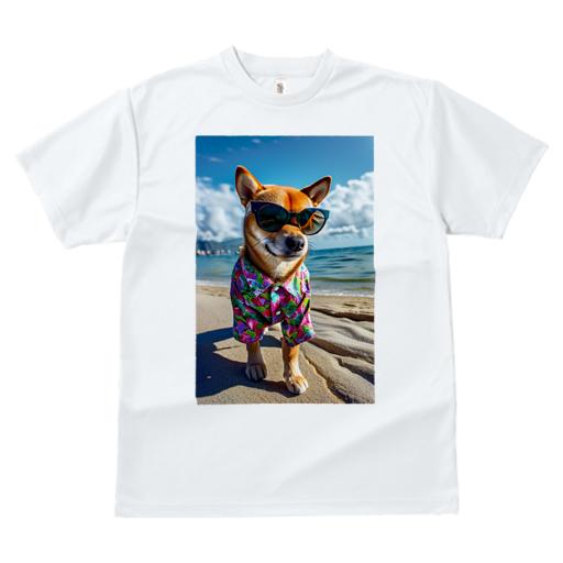 Tシャツ メンズ キッズ 犬ファン 半袖 春夏 犬柄 プリント カジュアル かわいい 人間用 フィットネス ダンス アロハシャツ 柴犬 ビーチ サングラス 海