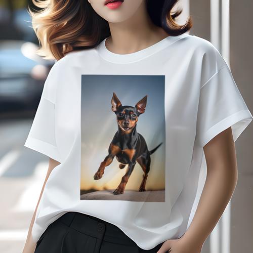 Tシャツ レディース 犬ファン 半袖 春夏 犬柄 プリント カジュアル かわいい 人間用 フィットネス ダンス ミニチュアピンシャー Tシャツ レディース 犬ファン 半袖 春夏 犬柄 プリント カジュアル かわいい 人間用 フィットネス ダンス ミニチュアピンシャー