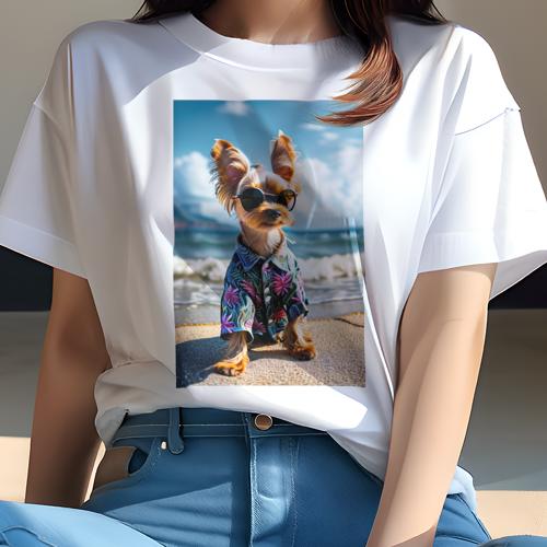 Tシャツ レディース 犬ファン 半袖 春夏 犬柄 プリント カジュアル かわいい 人間用 フィットネス ダンス アロハシャツ ヨークシャーテリア サングラス ビーチ 夏 リゾート Tシャツ レディース 犬ファン 半袖 春夏 犬柄 プリント カジュアル かわいい 人間用 フィットネス ダンス アロハシャツ ヨークシャーテリア サングラス ビーチ 夏 リゾート