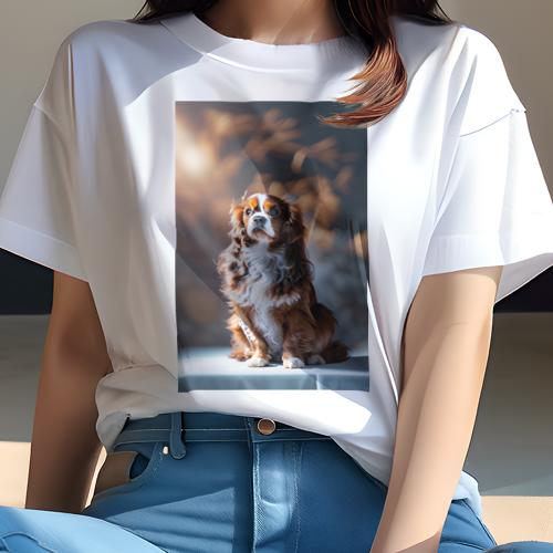 Tシャツ レディース 犬ファン 半袖 春夏 犬柄 プリント カジュアル かわいい 人間用 フィットネス ダンス キャバリア