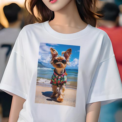 Tシャツ レディース 犬ファン 半袖 春夏 犬柄 プリント カジュアル かわいい 人間用 フィットネス ダンス アロハシャツ ヨークシャーテリア 海 ビーチ サングラス Tシャツ レディース 犬ファン 半袖 春夏 犬柄 プリント カジュアル かわいい 人間用 フィットネス ダンス アロハシャツ ヨークシャーテリア 海 ビーチ サングラス