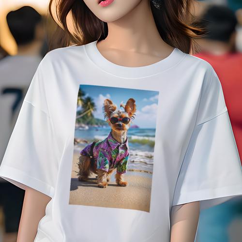 Tシャツ レディース 犬ファン 半袖 春夏 犬柄 プリント カジュアル かわいい 人間用 フィットネス ダンス アロハシャツ ヨークシャーテリア ビーチ 海 サングラス Tシャツ レディース 犬ファン 半袖 春夏 犬柄 プリント カジュアル かわいい 人間用 フィットネス ダンス アロハシャツ ヨークシャーテリア ビーチ 海 サングラス