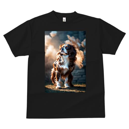 Tシャツ メンズ キッズ 犬ファン 半袖 春夏 犬柄 プリント カジュアル かわいい 人間用 フィットネス ダンス キャバリアキングチャールズスパニエル