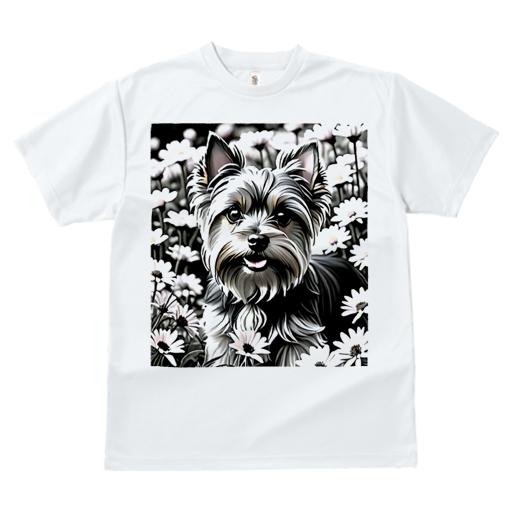 Tシャツ レディース 犬ファン 半袖 春夏 犬柄 プリント カジュアル かわいい 人間用 フィットネス ダンス 花 ヨークシャーテリア デイジー
