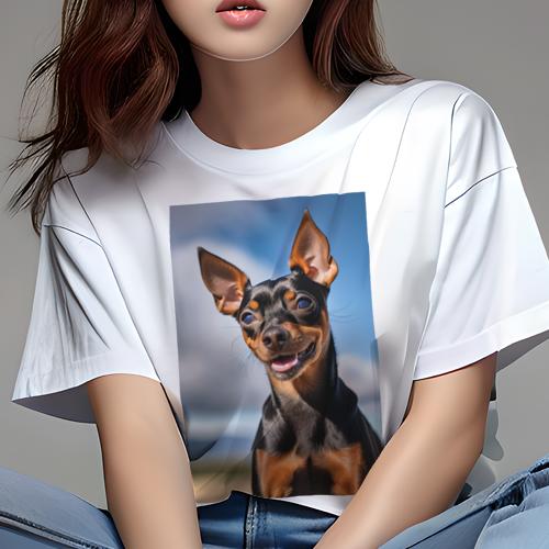 Tシャツ レディース 犬ファン 半袖 春夏 犬柄 プリント カジュアル かわいい 人間用 フィットネス ダンス 空 ミニチュアピンシャー 雲 Tシャツ レディース 犬ファン 半袖 春夏 犬柄 プリント カジュアル かわいい 人間用 フィットネス ダンス 空 ミニチュアピンシャー 雲