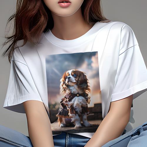 Tシャツ レディース 犬ファン 半袖 春夏 犬柄 プリント カジュアル かわいい 人間用 フィットネス ダン..