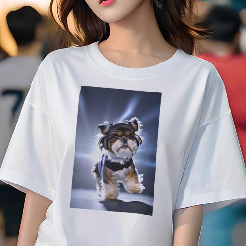 Tシャツ レディース 犬ファン 半袖 春夏 犬柄 プリント カジュアル かわいい 人間用 フィットネス ダンス Tシャツ シーズー