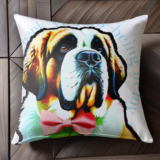 蝶ネクタイ セントバーナード クッションカバー 45×45cm アニマル柄 おしゃれ 可愛い クッション本体付き 正方形 犬ファン
